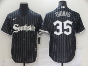 Wholesale Cheap Men's Chicago White Sox #35 Frank Thomas Black 2021 City Connect Stitched MLB Cool Base Nike Jersey