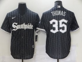 Wholesale Cheap Men\'s Chicago White Sox #35 Frank Thomas Black 2021 City Connect Stitched MLB Cool Base Nike Jersey