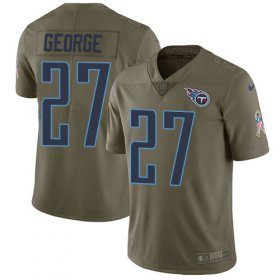 Wholesale Cheap Nike Titans #27 Eddie George Olive Men\'s Stitched NFL Limited 2017 Salute to Service Jersey