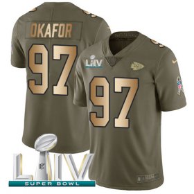 Wholesale Cheap Nike Chiefs #97 Alex Okafor Olive/Gold Super Bowl LIV 2020 Men\'s Stitched NFL Limited 2017 Salute To Service Jersey