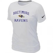 Wholesale Cheap Women's Nike Baltimore Ravens Heart & Soul NFL T-Shirt White