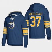 Wholesale Cheap Buffalo Sabres #37 Casey Mittelstadt Navy adidas Lace-Up Pullover Hoodie