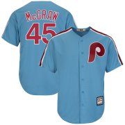 Wholesale Cheap Philadelphia Phillies #45 Tug McGraw Majestic Cooperstown Collection Cool Base Player Jersey Light Blue