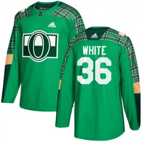 Wholesale Cheap Adidas Senators #36 Colin White adidas Green St. Patrick\'s Day Authentic Practice Stitched NHL Jersey