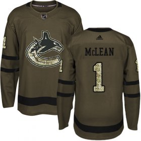 Wholesale Cheap Adidas Canucks #1 Kirk Mclean Green Salute to Service Stitched NHL Jersey