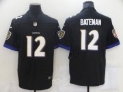 Wholesale Cheap Men's Baltimore Ravens #12 Rashod Bateman Black 2021 Leopard Jersey
