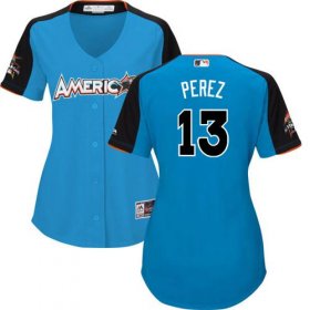 Wholesale Cheap Royals #13 Salvador Perez Blue 2017 All-Star American League Women\'s Stitched MLB Jersey
