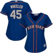 Wholesale Cheap Mets #45 Zack Wheeler Blue(Grey NO.) Alternate Women's Stitched MLB Jersey