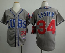 Wholesale Cheap Cubs #34 Jon Lester Grey Alternate Road Cool Base Stitched Youth MLB Jersey