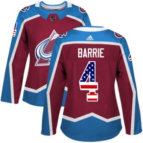 Wholesale Cheap Adidas Avalanche #4 Tyson Barrie Burgundy Home Authentic USA Flag Women\'s Stitched NHL Jersey