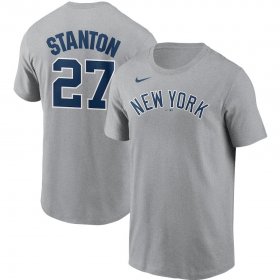 Wholesale Cheap New York Yankees #27 Giancarlo Stanton Nike Name & Number T-Shirt Gray