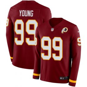 Wholesale Cheap Nike Redskins #99 Chase Young Burgundy Red Team Color Youth Stitched NFL Limited Therma Long Sleeve Jersey