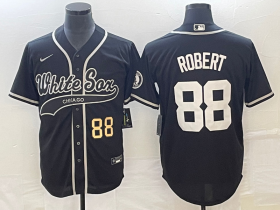 Wholesale Cheap Men\'s Chicago White Sox #88 Luis Robert Number Black Cool Base Stitched Baseball Jersey