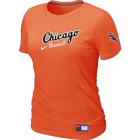 Wholesale Cheap Women\'s Chicago White Sox Nike Away Practice MLB T-Shirt Orange