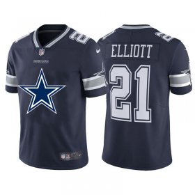 Wholesale Cheap Dallas Cowboys #21 Ezekiel Elliott Navy Blue Men\'s Nike Big Team Logo Vapor Limited NFL Jersey