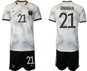 Cheap Men\'s Germany #21 Gundogan White Home Soccer Jersey Suit