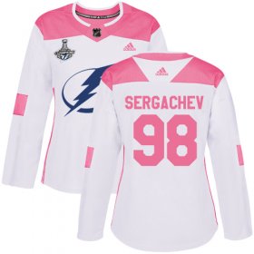 Cheap Adidas Lightning #98 Mikhail Sergachev White/Pink Authentic Fashion Women\'s 2020 Stanley Cup Champions Stitched NHL Jersey
