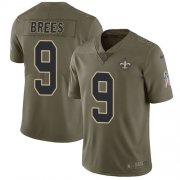 Wholesale Cheap Nike Saints #9 Drew Brees Olive Youth Stitched NFL Limited 2017 Salute to Service Jersey