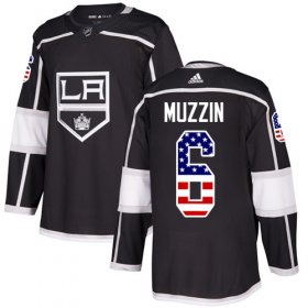 Wholesale Cheap Adidas Kings #6 Jake Muzzin Black Home Authentic USA Flag Stitched NHL Jersey
