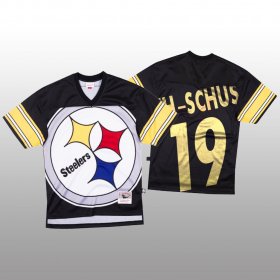 Wholesale Cheap NFL Pittsburgh Steelers #19 JuJu Smith-Schuster Black Men\'s Mitchell & Nell Big Face Fashion Limited NFL Jersey