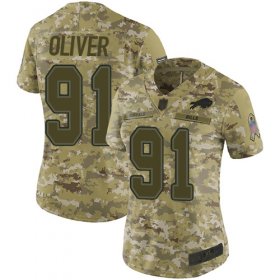 Wholesale Cheap Nike Bills #91 Ed Oliver Camo Women\'s Stitched NFL Limited 2018 Salute to Service Jersey