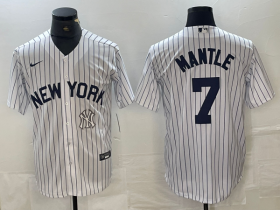 Cheap Men\'s New York Yankees #7 Mickey Mantle White 2024 Cool Base Stitched Jersey