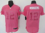 Wholesale Cheap Nike Packers #12 Aaron Rodgers Pink Sweetheart Women's Stitched NFL Elite Jersey