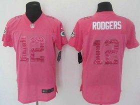 Wholesale Cheap Nike Packers #12 Aaron Rodgers Pink Sweetheart Women\'s Stitched NFL Elite Jersey