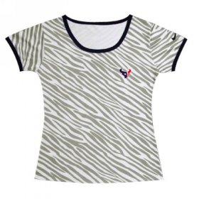Wholesale Cheap Women\'s Nike Houston Texans Chest Embroidered Logo Zebra Stripes T-Shirt