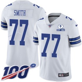 Wholesale Cheap Nike Cowboys #77 Tyron Smith White Men\'s Stitched With Established In 1960 Patch NFL 100th Season Vapor Untouchable Limited Jersey