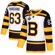 Wholesale Cheap Adidas Bruins #63 Brad Marchand White Authentic 2019 Winter Classic Stanley Cup Final Bound Youth Stitched NHL Jersey