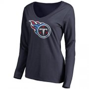 Wholesale Cheap Women's Tennessee Titans Pro Line Primary Team Logo Slim Fit Long Sleeve T-Shirt Navy