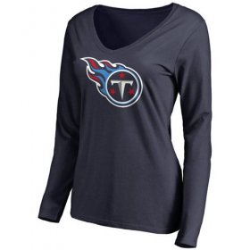 Wholesale Cheap Women\'s Tennessee Titans Pro Line Primary Team Logo Slim Fit Long Sleeve T-Shirt Navy