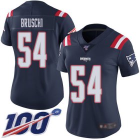 Wholesale Cheap Nike Patriots #54 Tedy Bruschi Navy Blue Women\'s Stitched NFL Limited Rush 100th Season Jersey