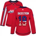 Wholesale Cheap Adidas Capitals #19 Nicklas Backstrom Red Home Authentic USA Flag Women's Stitched NHL Jersey
