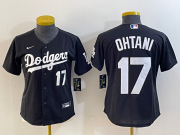 Cheap Women's Los Angeles Dodgers #17 Shohei Ohtani Number Black Turn Back The Clock Stitched Cool Base Jersey