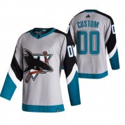 Wholesale Cheap San Jose Sharks Custom Grey Men's Adidas 2020-21 Reverse Retro Alternate NHL Jersey