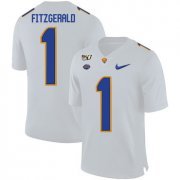 Wholesale Cheap Pittsburgh Panthers 1 Larry Fitzgerald White 150th Anniversary Patch Nike College Football Jersey