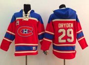 Wholesale Cheap Canadiens #29 Ken Dryden Red Sawyer Hooded Sweatshirt Stitched NHL Jersey