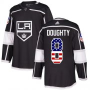 Wholesale Cheap Adidas Kings #8 Drew Doughty Black Home Authentic USA Flag Stitched NHL Jersey