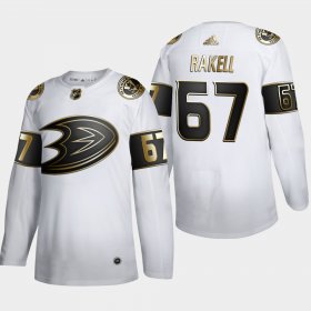 Wholesale Cheap Anaheim Ducks #67 Rickard Rakell Men\'s Adidas White Golden Edition Limited Stitched NHL Jersey