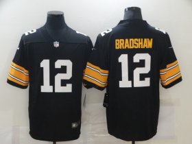 Wholesale Cheap Men\'s Pittsburgh Steelers #12 Terry Bradshaw Black 2017 Vapor Untouchable Stitched NFL Nike Throwback Limited Jersey