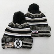 Wholesale Cheap Raiders Team Logo Gray 100th Season Pom Knit Hat YD