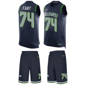 Wholesale Cheap Nike Seahawks #74 George Fant Steel Blue Team Color Men\'s Stitched NFL Limited Tank Top Suit Jersey