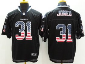 Wholesale Cheap Nike Cowboys #31 Byron Jones Black Men\'s Stitched NFL Elite USA Flag Fashion Jersey