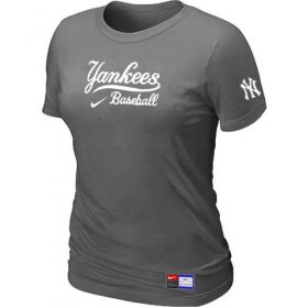 Wholesale Cheap Women\'s New York Yankees Nike Short Sleeve Practice MLB T-Shirt Crow Grey