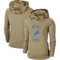 Wholesale Cheap Women's Detroit Lions Nike Khaki 2019 Salute to Service Therma Pullover Hoodie