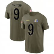 Wholesale Cheap Men's Los Angeles Rams #9 Matthew Stafford 2022 Olive Salute to Service T-Shirt