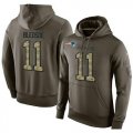 Wholesale Cheap NFL Men's Nike New England Patriots #11 Drew Bledsoe Stitched Green Olive Salute To Service KO Performance Hoodie