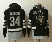 Wholesale Cheap Men's Oakland Raiders #34 Bo Jackson NEW Black Pocket Stitched NFL Pullover Hoodie